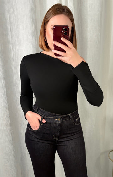 Top asymétrique noir