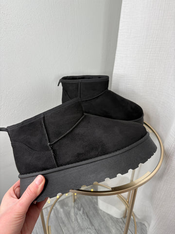 Mules fourrées à semelle épaisse noires